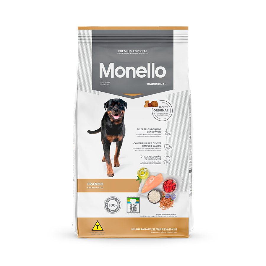 Ração Monello Tradicional para Cães Adultos Frango, 1kg