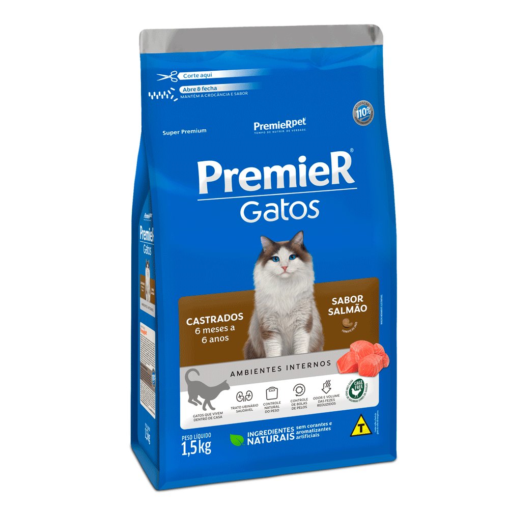 Premier Form Gatos Castrados Salmão 1,5kg