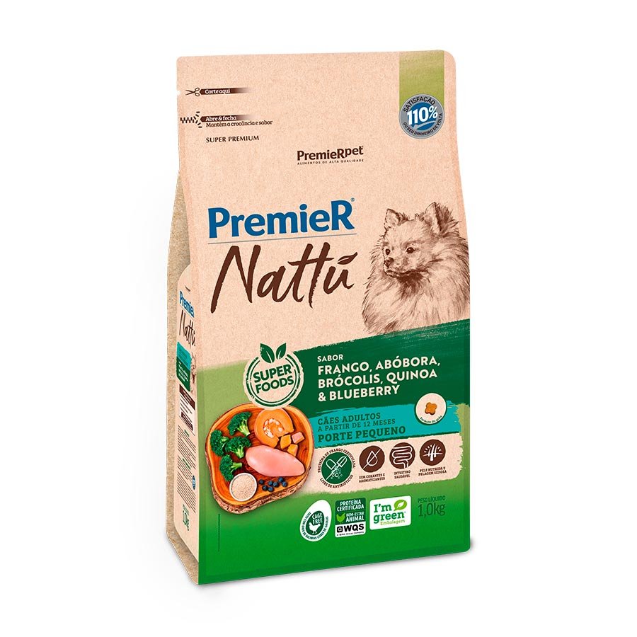 Ração PremieR Nattu para Cães Filhotes de Raças Pequenas Frango e Mandioca, 1kg