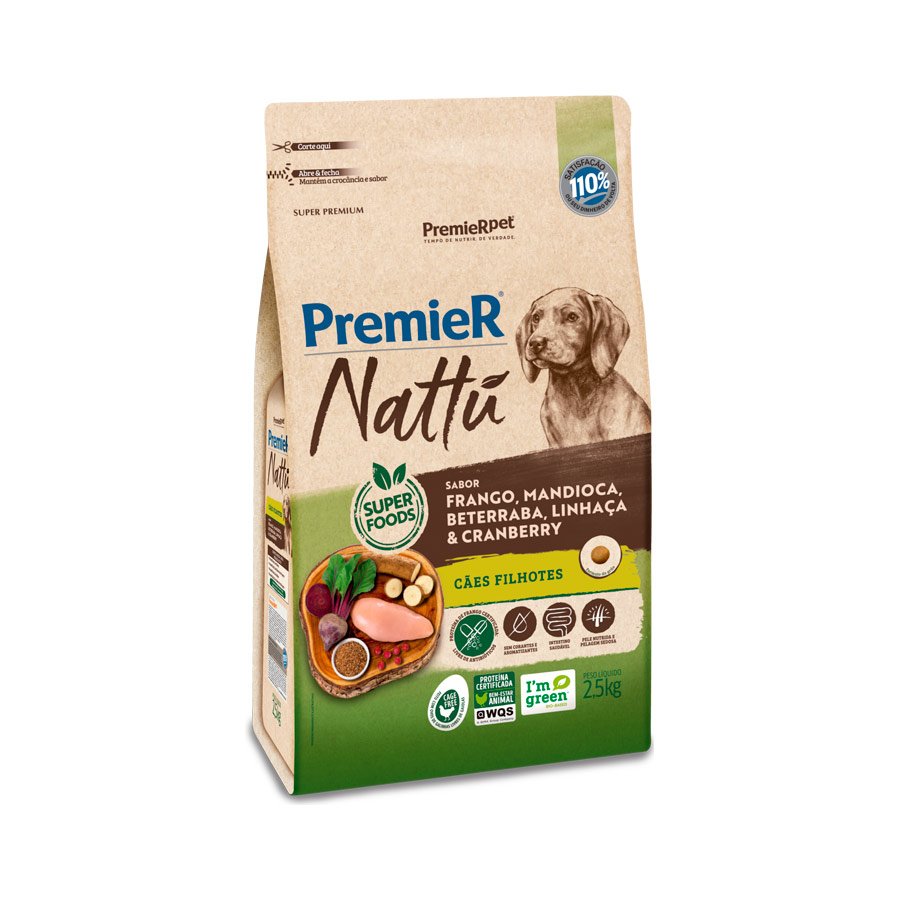 Premier Nattu Cães Filhotes Raças Pequenas Mandioca 2,5kg