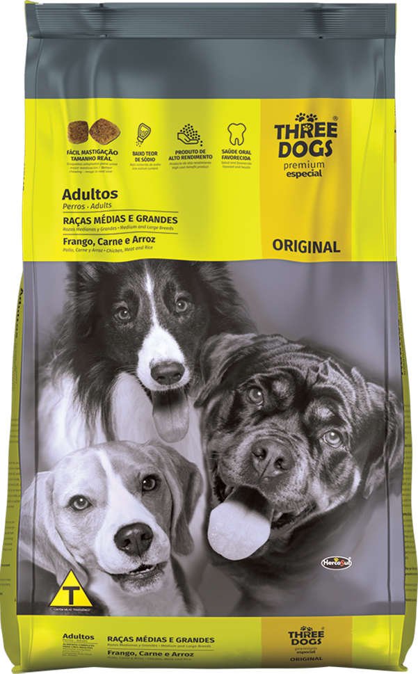 Three Dogs Original Adultos Raças Médias E Grandes 15kg